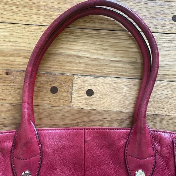 B Makowsky Red Leather Oversized Tote Shoulder Bag Handbag AS IS - Picture 3 of 9